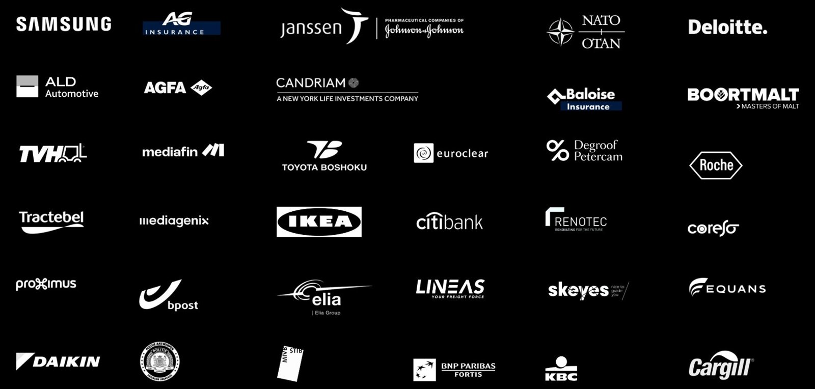 Client logos including Samsung, Deloitte, IKEA, NATO, Roche, Citibank and more